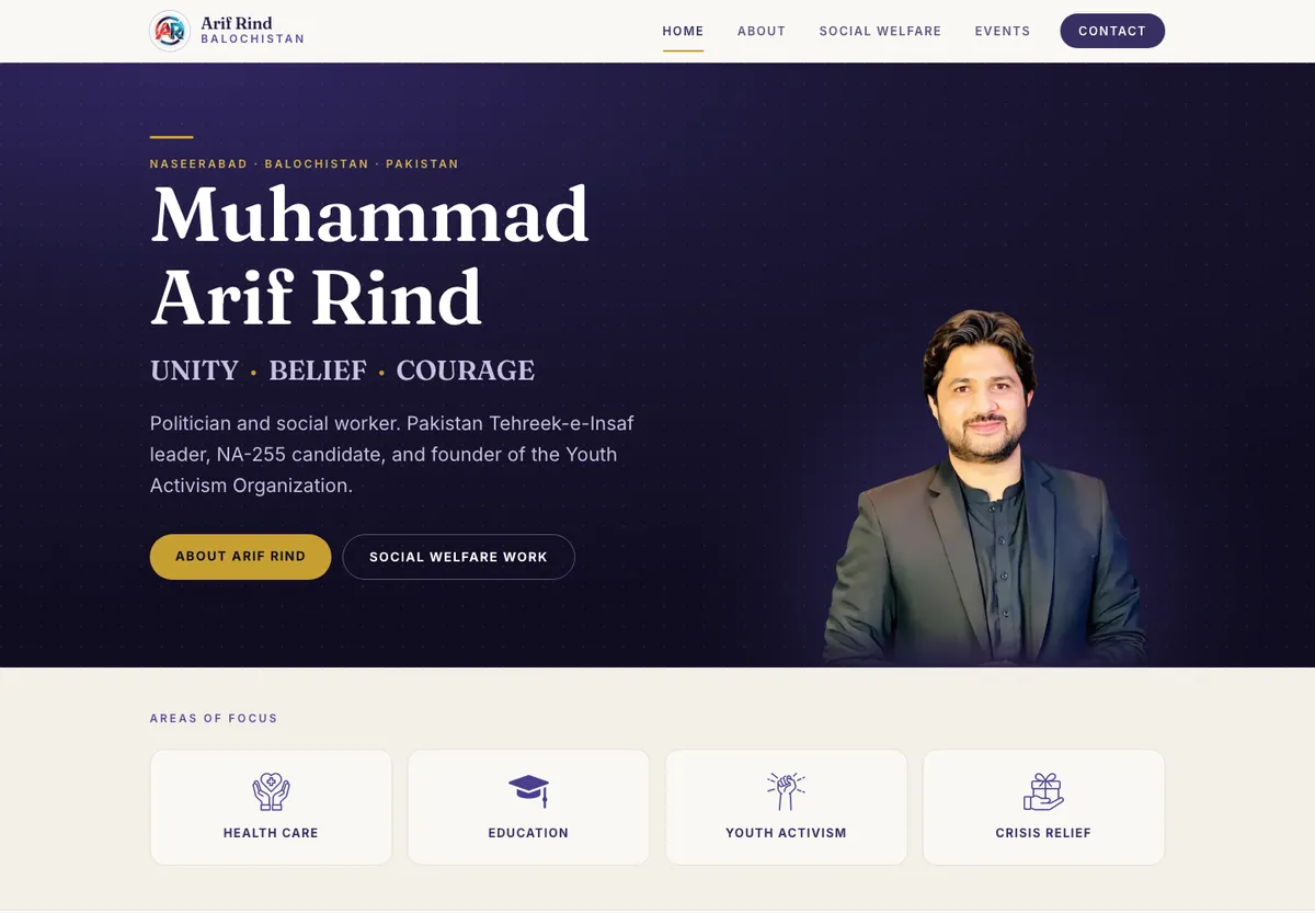 Muhammad Arif Rind homepage
