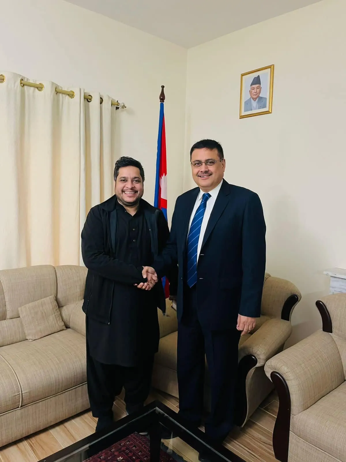 Taimoor Bamazai with H.E. Tapas Adhikari, then Ambassador of Nepal to Pakistan