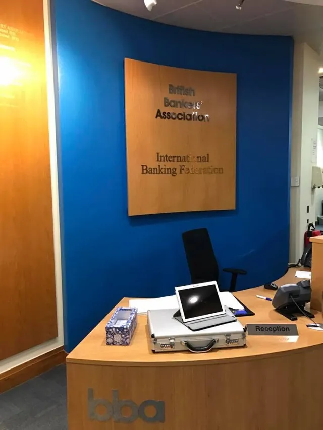 The British Bankers’ Association reception desk